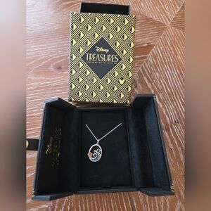 Disney Treasures Lilo And Stitch Blue Topaz And Diamond Wave Necklace